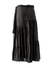 Load image into Gallery viewer, fake midi wrap skirt black
