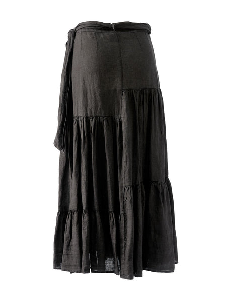 fake midi wrap skirt black