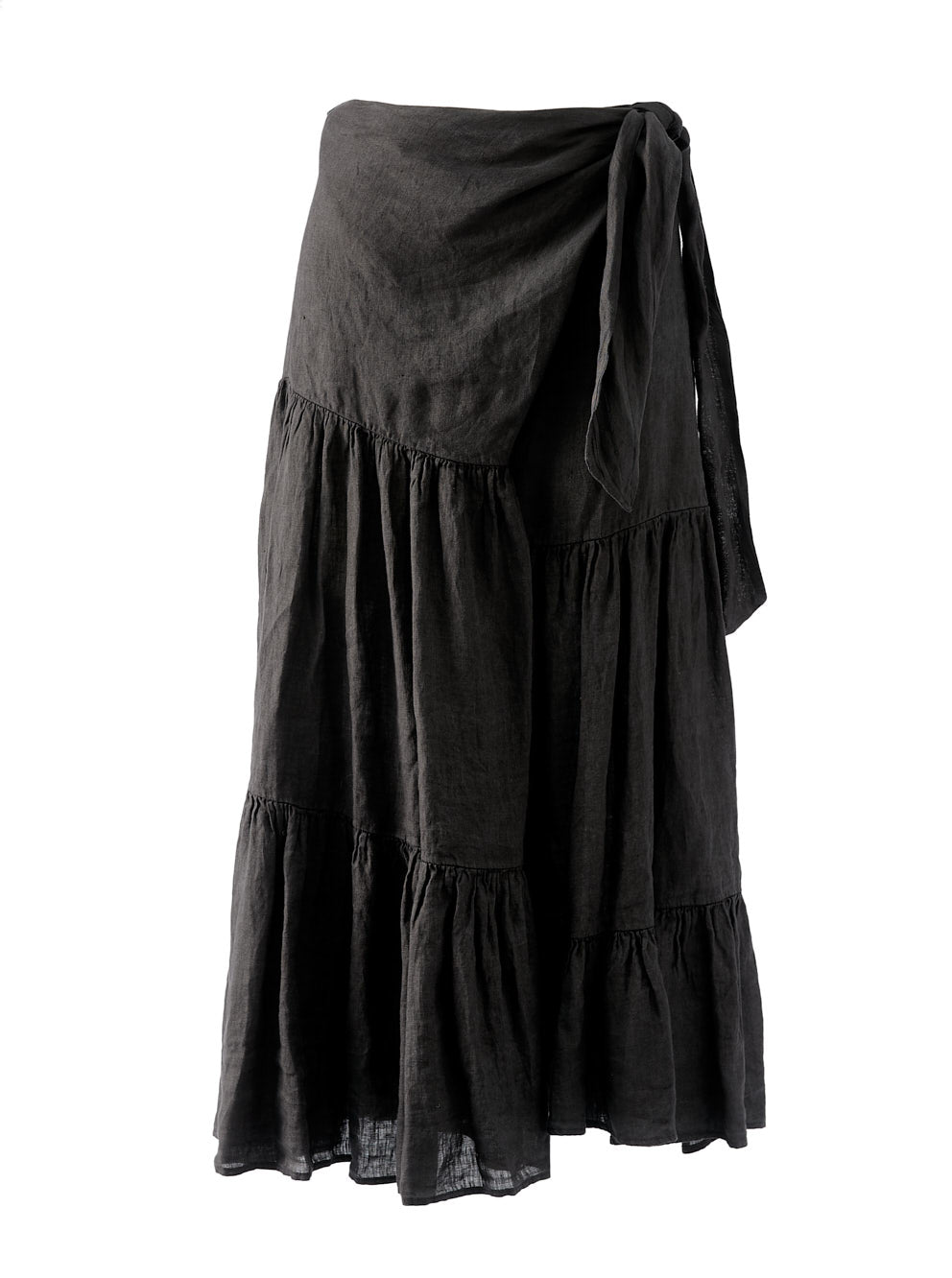 fake midi wrap skirt black