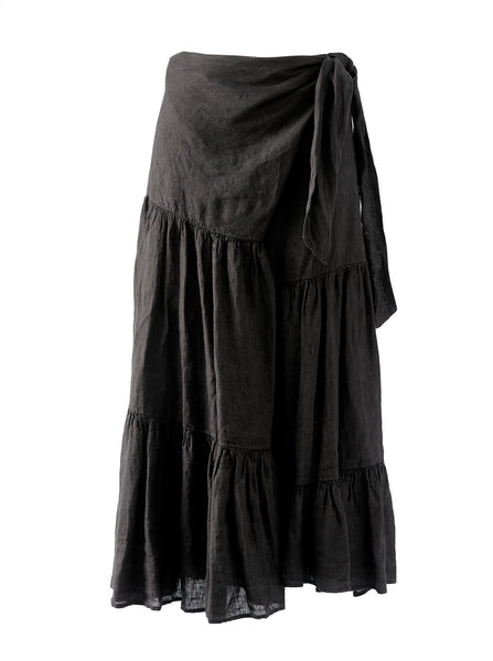 fake midi wrap skirt black