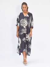 Load image into Gallery viewer, Kaftan Dress Silk Printed Navy