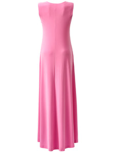 Long sleeveless swing dress in Candy Pink