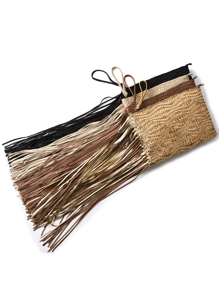 leather fringe clutches
