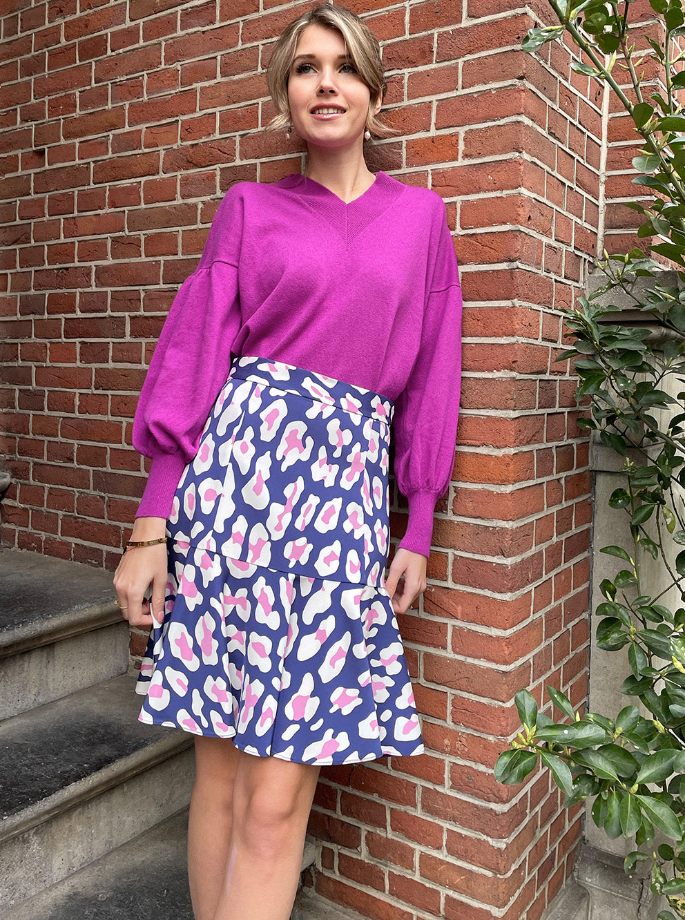 Wendy Skirt Leopard Large Blue