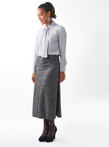 A-line Tweed Midi Skirt