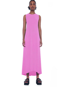 Long sleeveless swing dress in Candy Pink