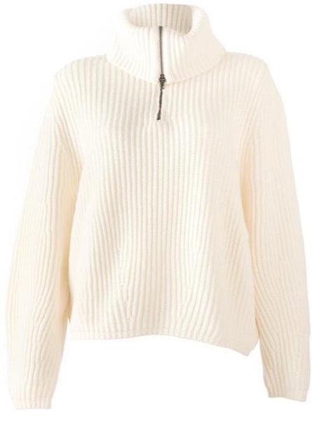 Nude Cable Zip Rollneck